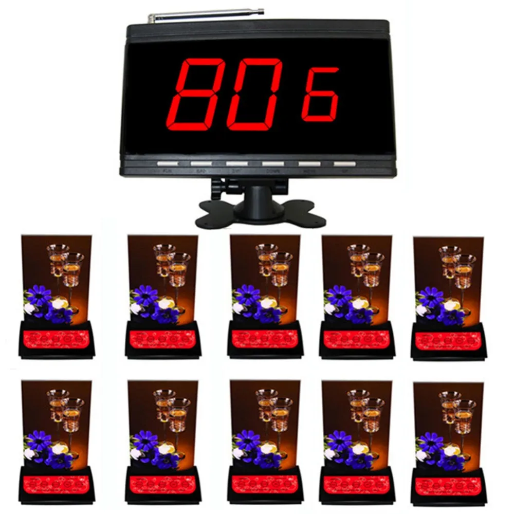 SINGCALL Wireless Waiter Call System 5 One Button Bells and 1 Mobile Receiver