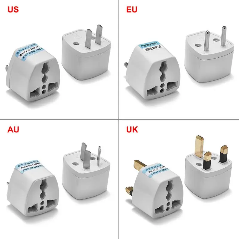 

100pcs Universal US EU AU UK Plug Power Adapter International EU AU UK To US American Japan Travel Adapter AC Power Cord Soeckt