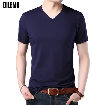 

2020 Fashion T Shirt Men Summer Top Blank T Shirt Slim Fit Short Sleeve T-Shirt v neck t shirts for menCasual Brand-Clothing