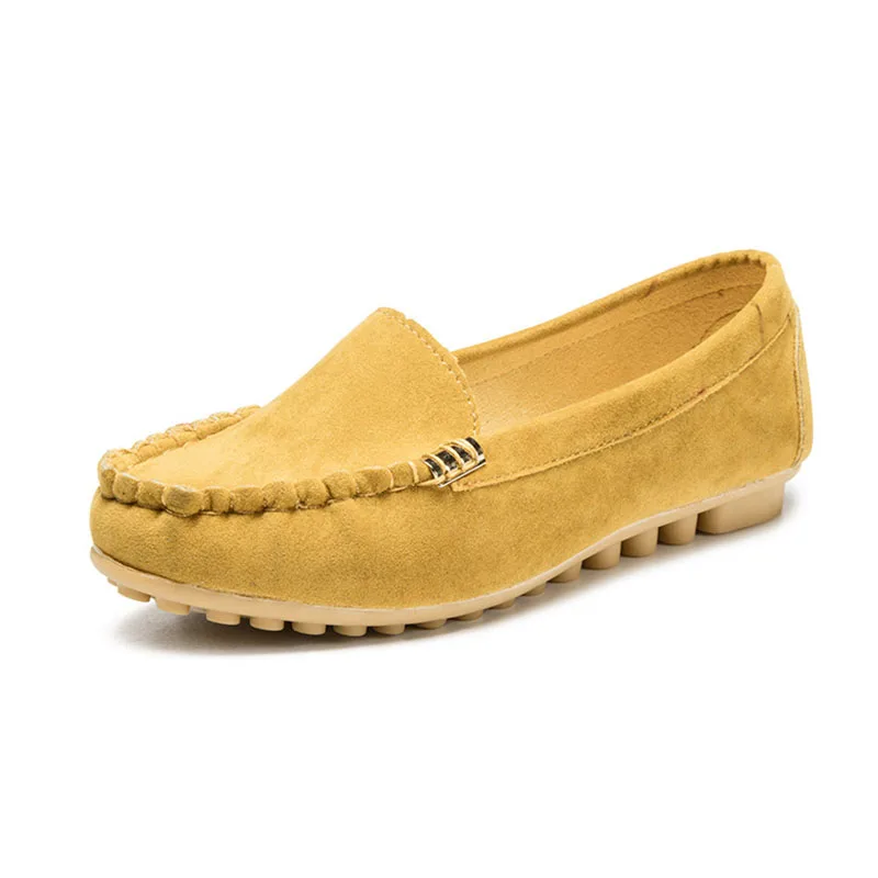 COZULMA/Женская обувь на плоской подошве; повседневная обувь; ; яркие цвета; лоферы; балетки на плоской подошве; удобная женская обувь без застежки; большие размеры 35-44 - Цвет: Цвет: желтый