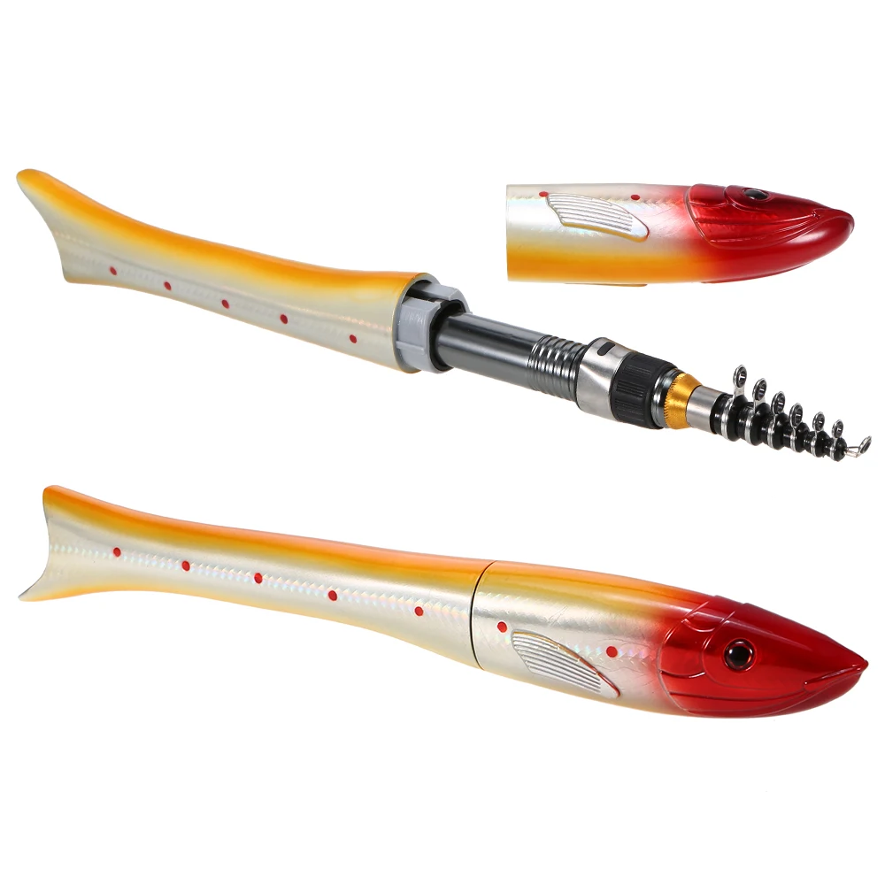 1.6m Mini Pocket Fishing Rod Fish Shaped Telescopic Carbon Ice Fishing