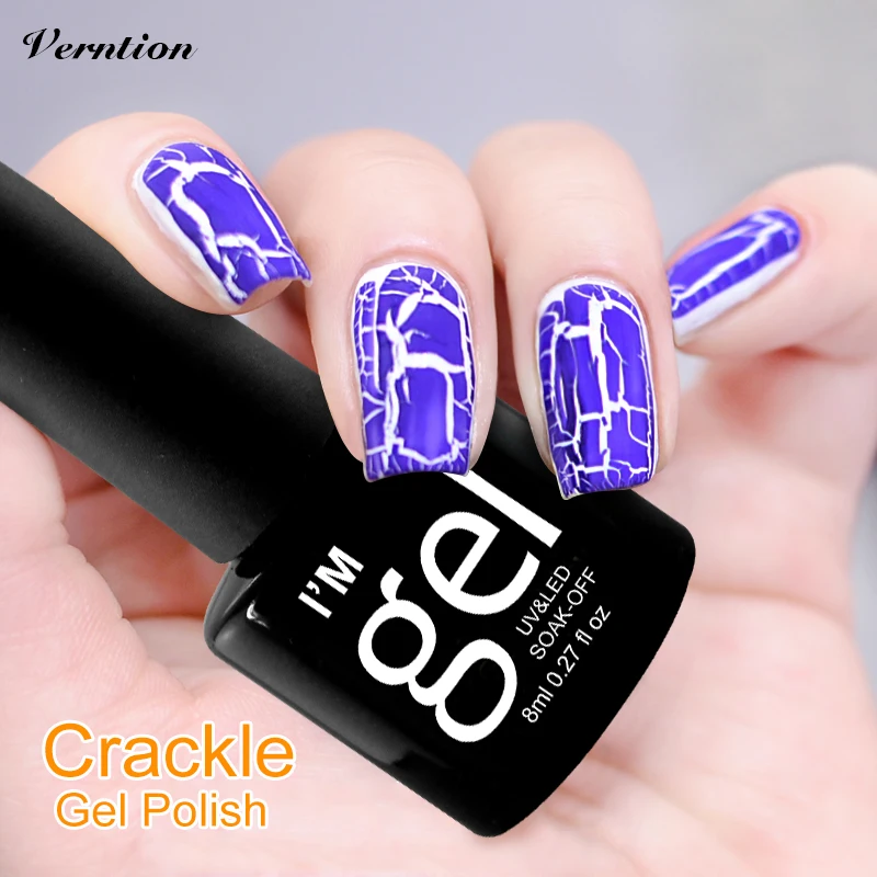 Verntion Nail Gel Polish 8ML Glue Soak Off UV Cracking Gel Varnish