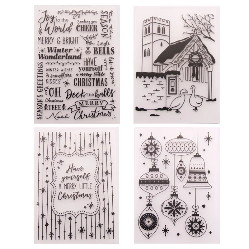 Christmas Plastic Embossing Folders Stencil Template Scrapbooking Paper Card DIY