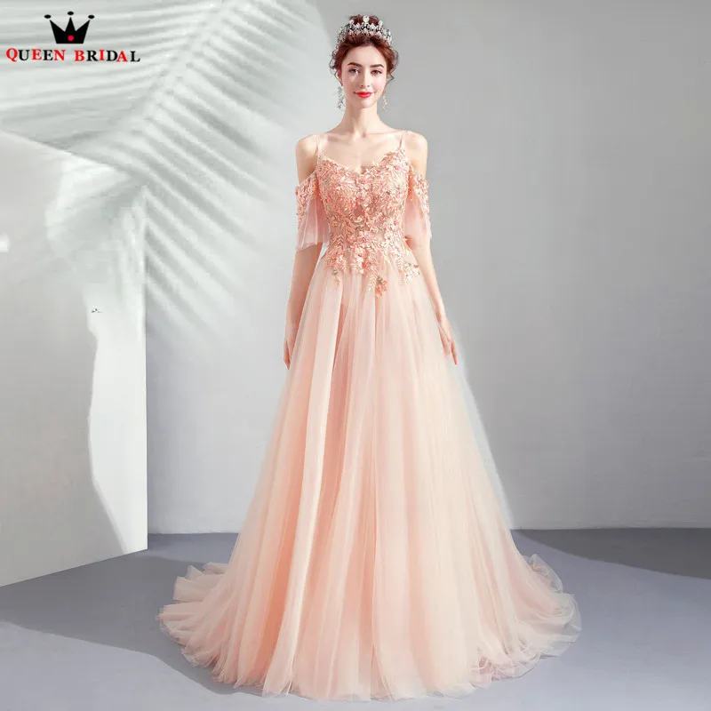 Elegant Evening Dresses A-line Flowers Lace Pearls 2020 New Appliques Party Dress Stunning Prom vestido de festa JK11T | Свадьбы и