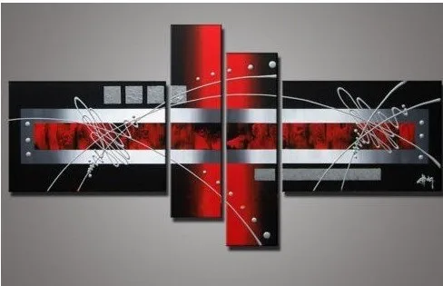 100% hand painted red and black wall art home furnishing decoration