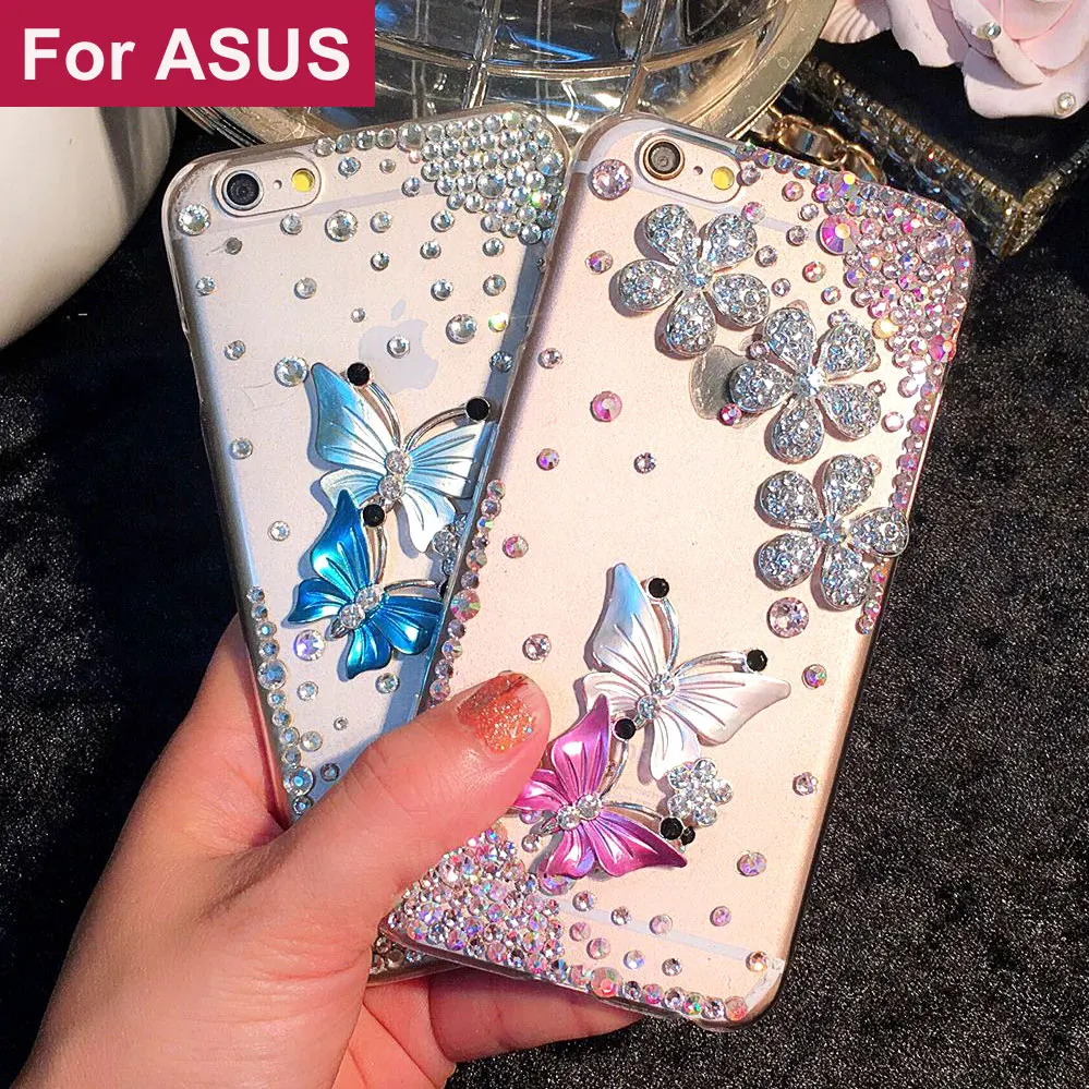 

Butterfly Diamond Rhinestone case cover For Asus ZenFone 2 3 4 Ultra Laser Max Deluxe GO Zoom Selfie Pro Live AR V
