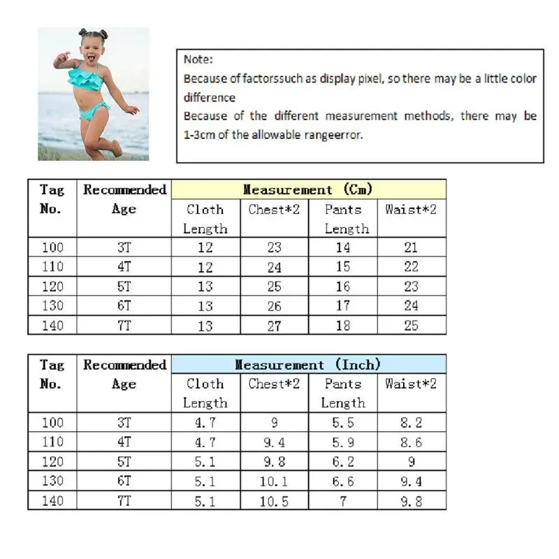 2018 Kids Baby Girls Solid Halter Ruffles Tankini  (27)