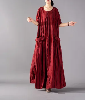 

Spring Summer New Korean Temperament Design Plaid Personality Plaid Dress Casual Literary Ankle-length Dress