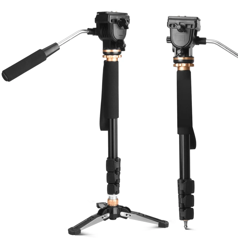 Professional DSLR Video Camera Tripod Monopod with Fluid Pan Head