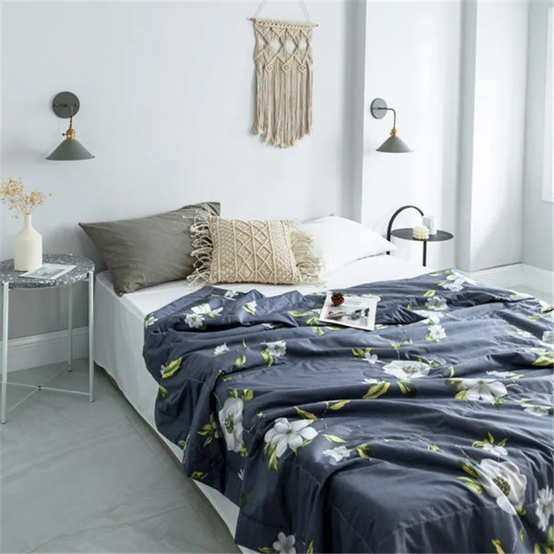 Удобный хлопок цветочный принт Лето кондиционер прохладное тонкое стеганое одеяло текстильные постельные принадлежности для дома Одеяла