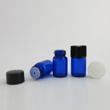 2ml Travel Mini Blue Glass Bottle With Screw Cap Orifice Reducer with Black Cap Essential Oil Sample Vial Makeup Accessories 1g 99 9% zirconium metal piece s in glass vial element 40 sample