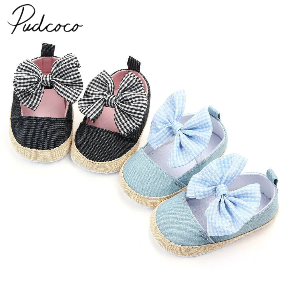 Детские первые ходунки Новорожденные Девочки Малыши принцесса Бант обувь для новорожденного мягкий подошва противоскользящая кроватка обувь 0-18 м