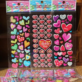 

30 sheets/lot love heart 3D carton bubble sticker for kids birthday present, party favor gifts