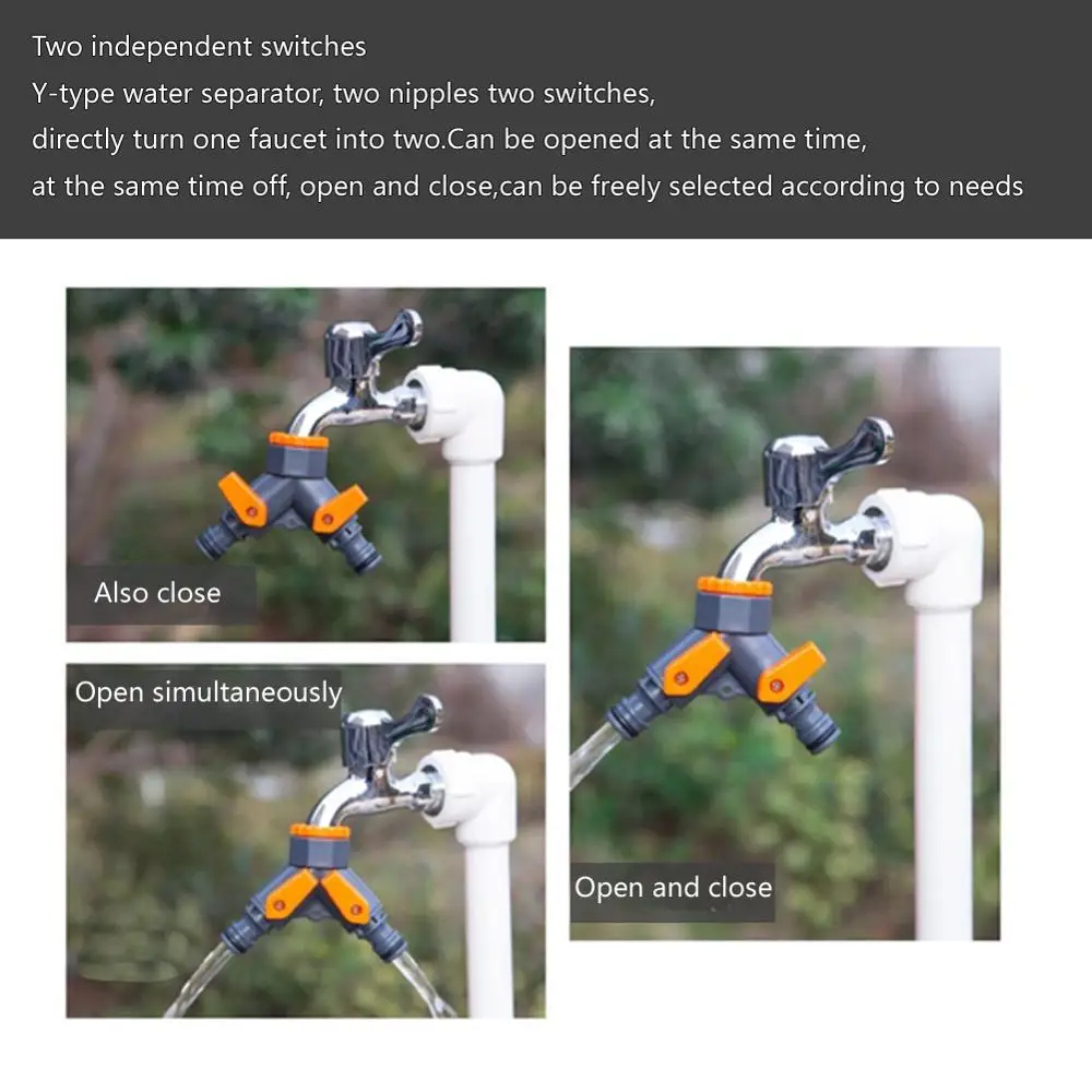 

Quick Connector 1/2 inh to 3/4 inch Y Shape Water Tap Splitter Irrigation Agriculture Quick Water Connector Gardening Tools