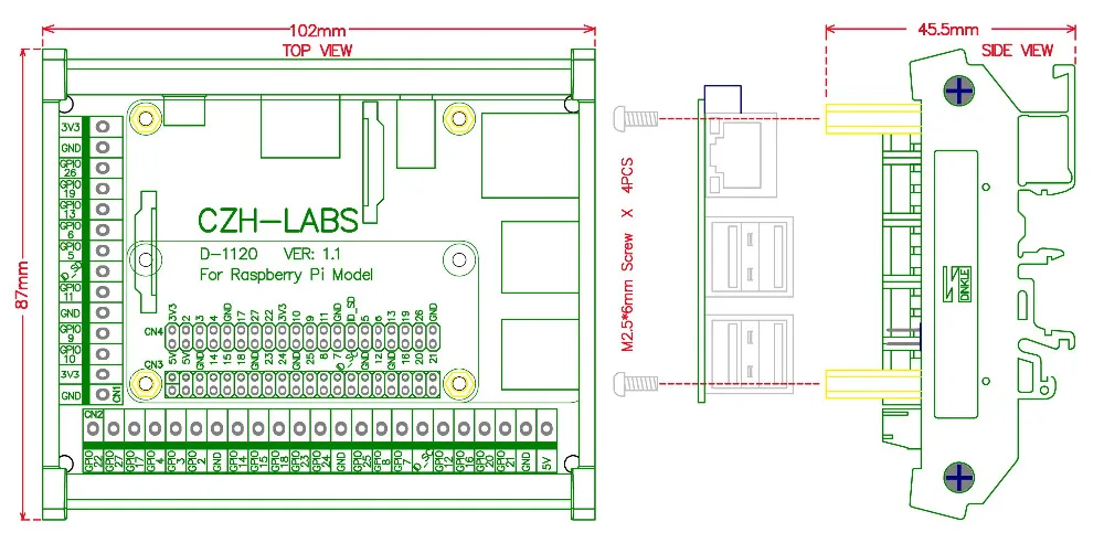 Клеммный блок-адаптер для монтажа на din-рейку, для Raspberry Pi 1 Модель B+/Pi 2 Модель B/Pi 3 Модель B/Pi 1 Модель A