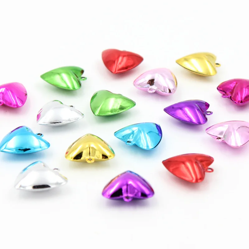 

6Pcs Colorful Heart Iron Christmas Bells Loose Jingle Christmas Decoration Pendants DIY Crafts Handmade Accessories Size 25*13mm