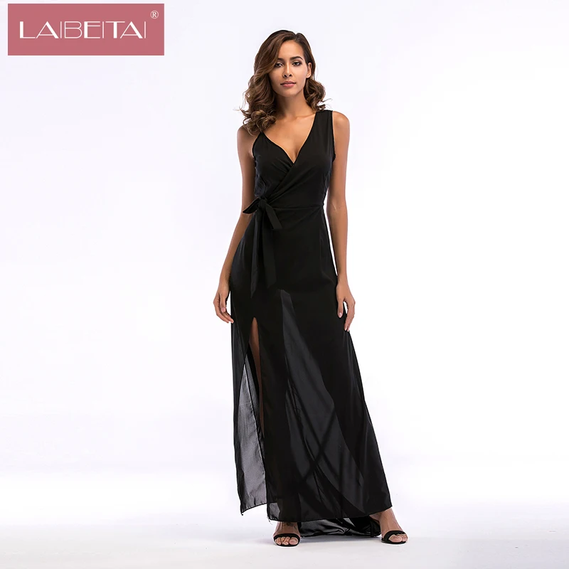 Floor Length Black Silk Dress