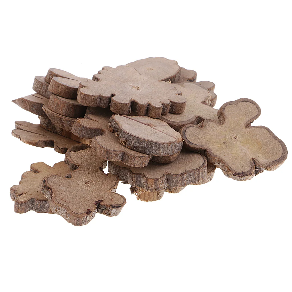 20pcs Irregular Shapes Wood Log Slices Discs Decorative Rustic Wedding Table Decor for Home Office Ornament DIY Crafts Supplies