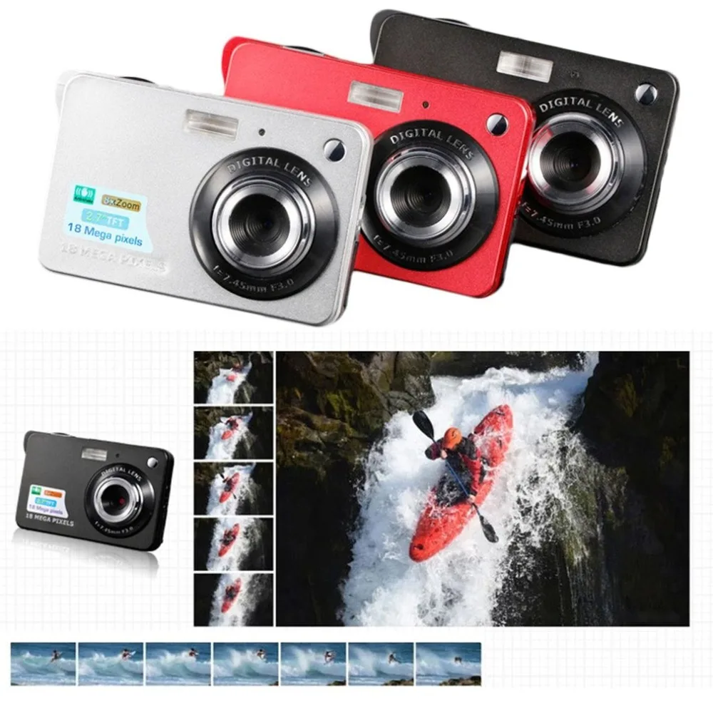 2,7 дюймов TFT ЖК-дисплей 18MP 720P 8x зум HD Цифровая камера Анти-встряхивание видеокамера CMOS микро камера подарок детям 2,7 дюймов TFT ЖК-дисплей 18MP 720P 8x зум HD Цифровая камера Анти-встряхивание видеокамера CMOS микро камера подарок детям