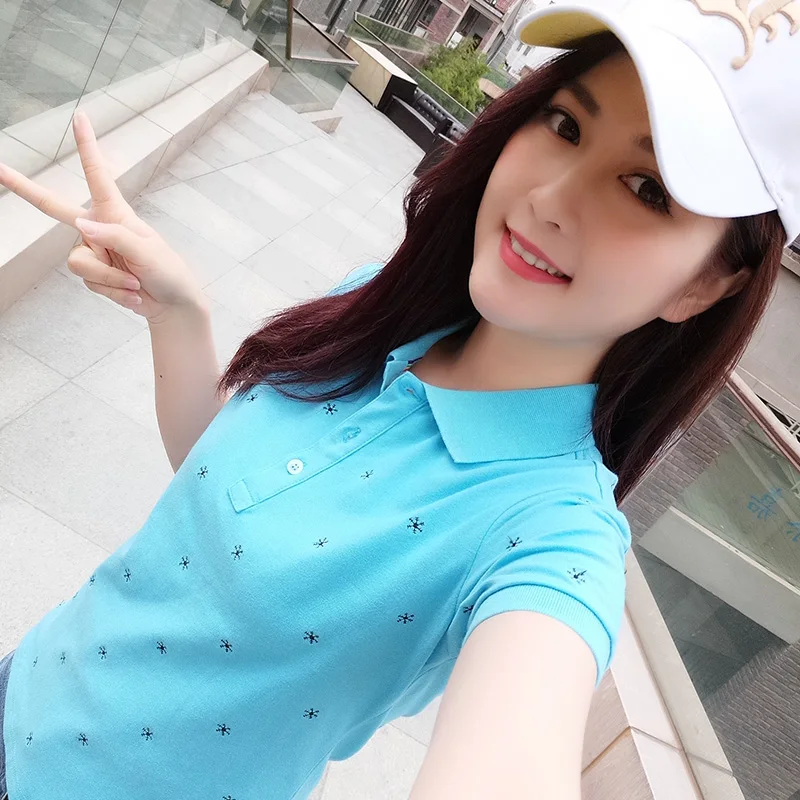 Лето 2019 новая Корейская версия с коротким рукавом, футболка с воротником, футболка с большим отворотом и хлопок с коротким рукавом