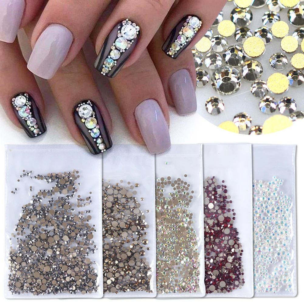 

1440pcs Glitter SS4-SS20 Multicolor Flatback Rhinestones Strass Nail Gems Crystal AB Stones For DIY Nail Art Decorations LA1015