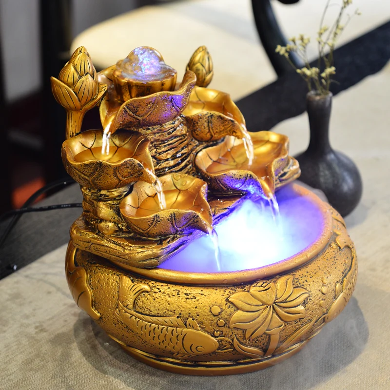 Креативные поделки из золотой смолы 110 В/220 В фонтан для воды Lucky Fengshui украшение