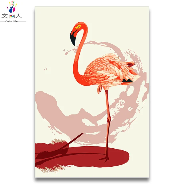 Flamingo Series Lukisan Menggambar Gambar Mewarnai Dengan Angka Hewan Burung Dengan Warna Cat Untuk Gir Untuk Living Room Dekorasi Cat Dengan Nomor Aliexpress