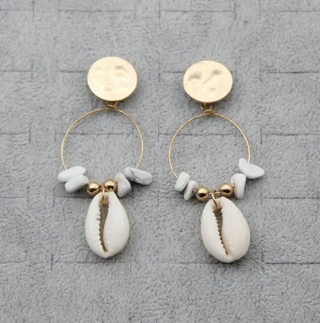 Fashion 2019 Natural Sea Shell Drop Earrings For Women Colorful Painted Shell Beads Pendant Earring Summer Beach Jewelry Brincos SHHO-E08