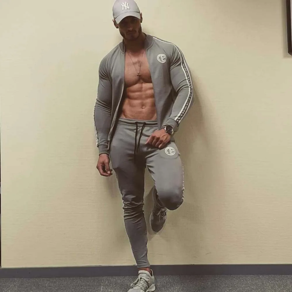 

Tracksuit Men Sporting suit jacket pant Hooded Brand-Clothing Casual Track Suit Men Jacket+Pant Men's Sets Sweatshirt