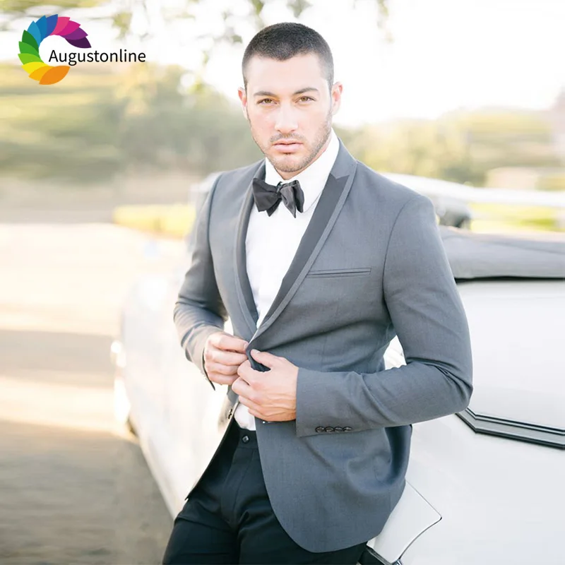 Men Suits Designs Grey Casual Wedding Suits Groom Blazer Slim Fit Custom Made 2018 Tuxedos Prom Costume Homme Mariage 2 Pieces white men suits wedding suits blazer custom slim fit casual groom tailored tuxedo best man prom costume homme mariage 3 pieces