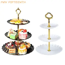 3 яруса конфеты торт стенд для Свадебная вечеринка подставка для торта Ретро лоток для пирожных футляр для пластиковых карт Пластик