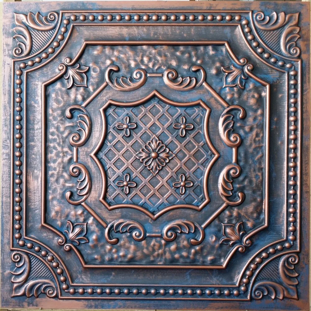 PL04 faux tin aged copper 3D ceiling tiles Interior ...