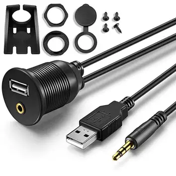 

Car Dashboard Extension Cable USB 2.0 M/F 3.5mm AUX Lead Extension Cable 2018