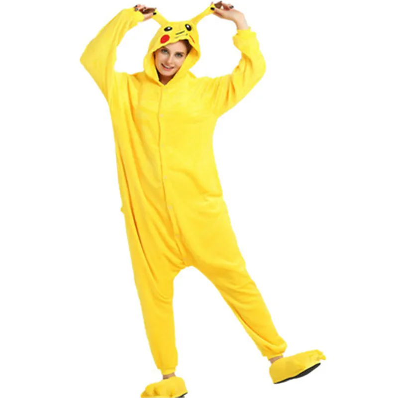 

Autumn winter thicken soft flannel cartoon Pikachu full Cap woman's sleep tops With children Family Lovers home clothes 0.8kg