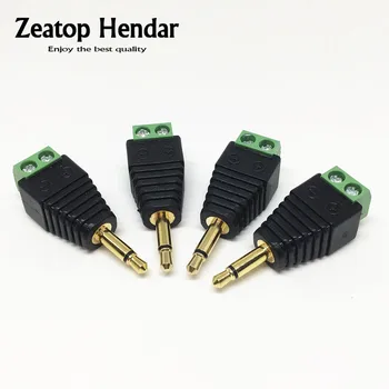 

100Pcs Gold Video AV Balun 3.5mm 2Pole Mono Male to AV Screw Terminal Jack 3.5 mm Male 2 Pin Terminal Block Plug connector