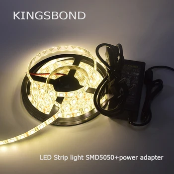 

LED strip 5050 kit flexible ribbon single color 5 meters 300 SMD 5050 (60LEDs/m) DC12V + DC12V 5A Power Adapter