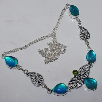 

Rainbow Topas Necklace Silver Overlay over Copper , 50 cm, N0933