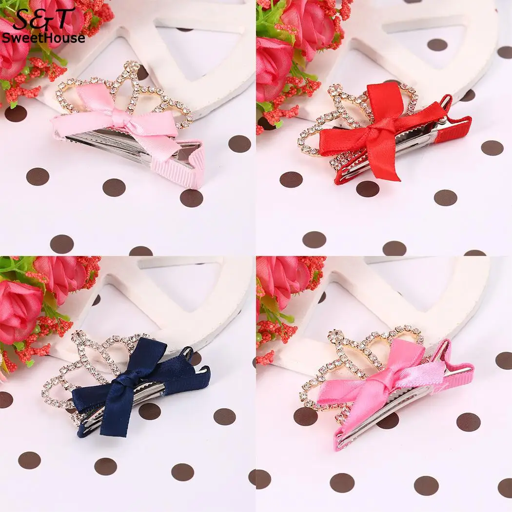 

Hair Girls Hollow Rhinestone Crown Hair Clip Cute Decoration