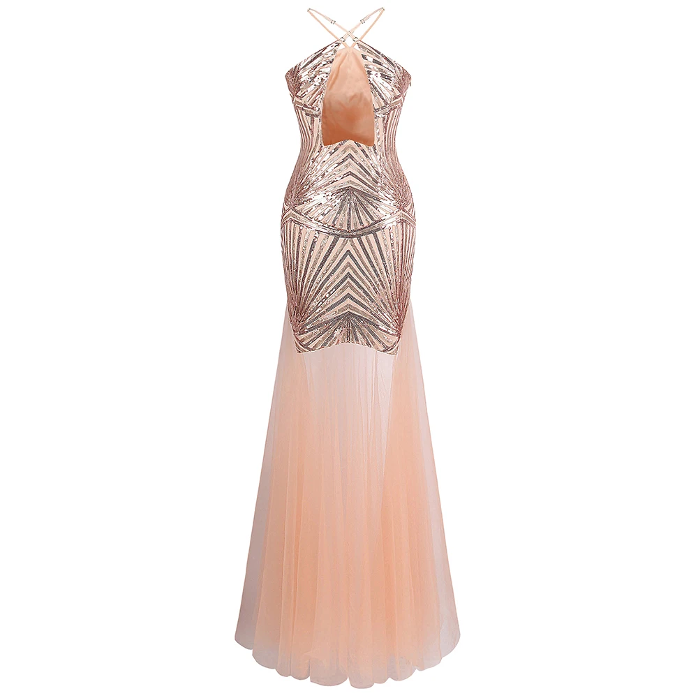 Женское вечернее платье Angel fashions длинное прозрачное с геометрическим узором и