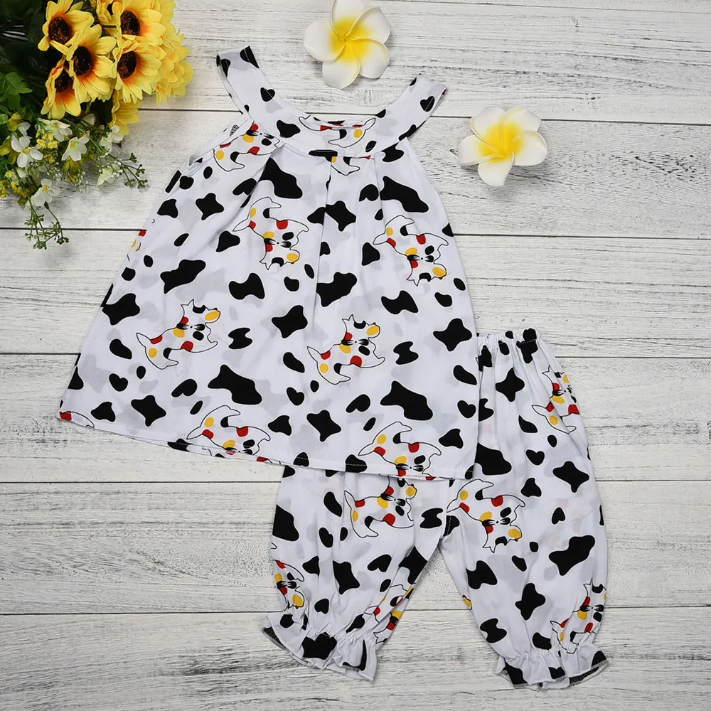 

Newborn Infant Baby Boys Girls Cartoon Black spotted Dog Tops Shirt+Pants Outfits Set Summer Toddler Baby Girl Clothes