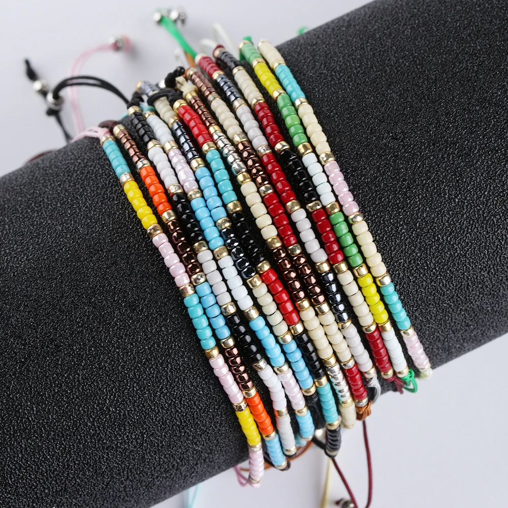 Тонкий плетеный браслет ручной работы в богемном стиле, браслеты и браслеты унисекс, регулируемые пляжные браслеты