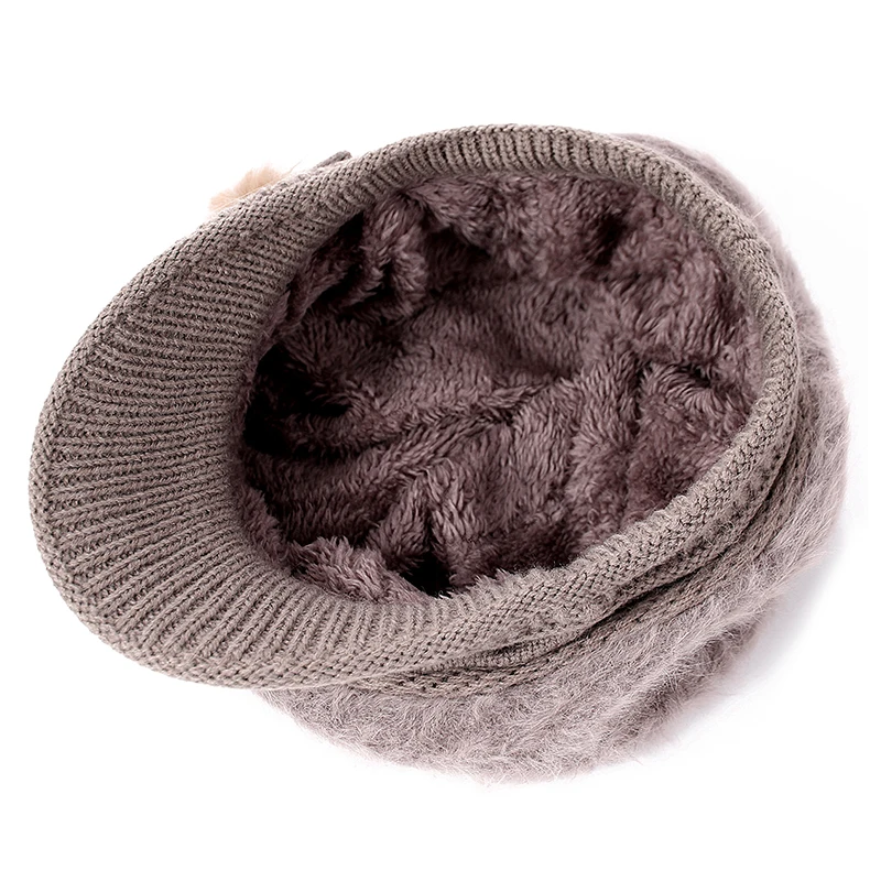 Для женщин шляпа женская мода зимняя шапка лук-узел Дизайн шапочки сапоги с мехом трикотажные Шапки для женщин теплая зима кролик шляпа