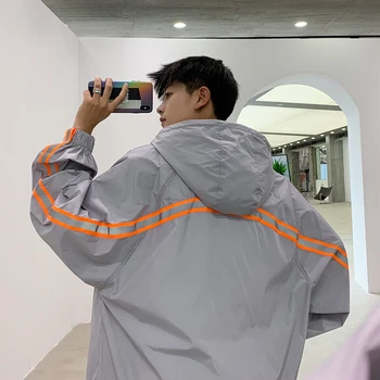 

Men's jacket 2019 summer new slim solid color fashion hooded long-sleeved jacket loose casual personality youth men's wear