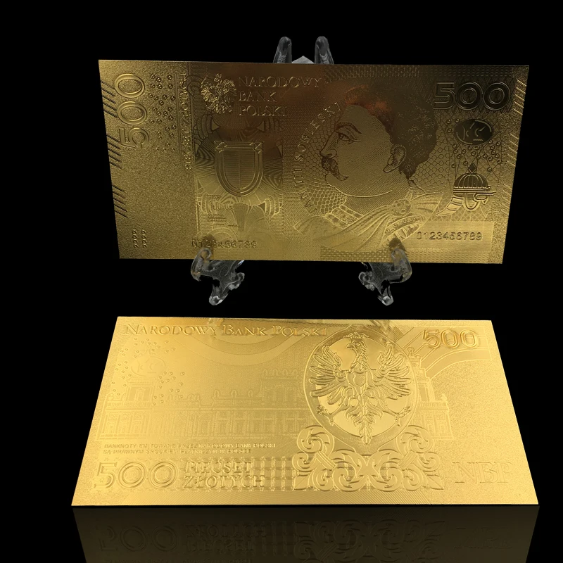 Горячее предложение, 1 шт., неизданный выпуск 1994 года, польская валюта, спроектированная цветная 24K позолоченная банкнота 500 злотых для банка, сувенирные подарки