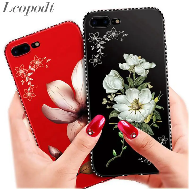 

Lcopody Phone Case For iPhone X XR XS MAX 7 6 6s 8 Plus Simple Solid Color Ultrathin Soft TPU Cases Fashion diamond Back Cover