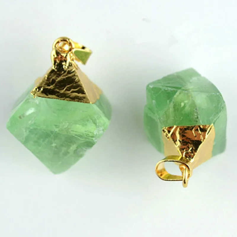 

Fluorite Rhombus Pendant Natural Green Crystal Quartz Points Stone Pendulum Chakra Reiki Healing Chakra Jewelry Making 2-4mm