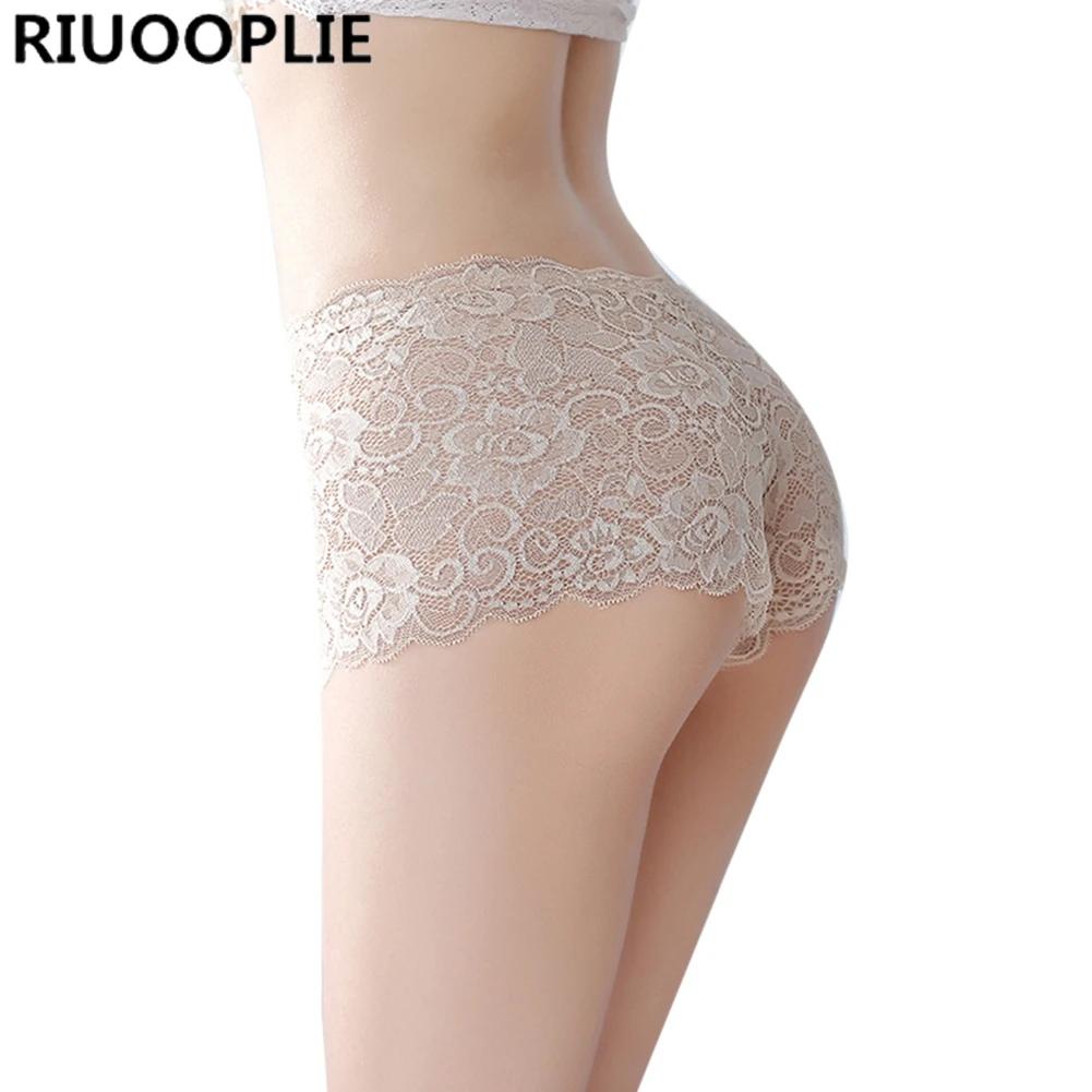 RIUOOPLIE Women Sexy Lace Panties Vintage Lace Elastic Hollow Briefs Girl Underwear Pink Ropa Interior Femenina