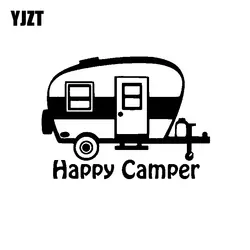 YJZT 15,3 см * 11,1 см мультфильм творческий Art Happy Camper Виниловая Наклейка мотоцикл Стикеры Водонепроницаемый C11-1333