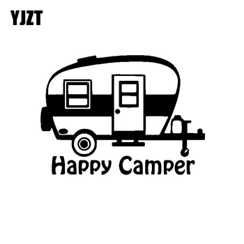 

YJZT 15.3CM*11.1CM Cartoon Creative Art Happy Camper Vinyl Decal Motorcycle Car Sticker Waterproof C11-1333