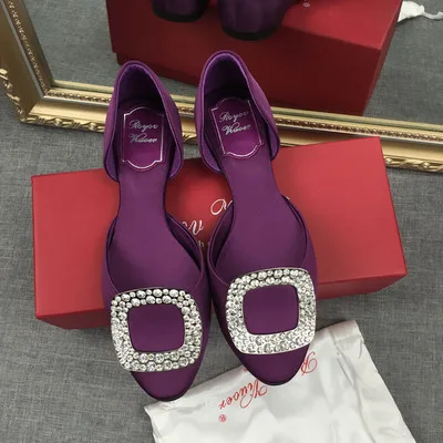 Kmeioo/Классическая обувь; женские босоножки с пряжкой и кристаллами; D'Orsay; обувь на плоской подошве; женская повседневная обувь - Цвет: purple